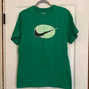 Nike Men's Green T-Shirt with Black and White Logo